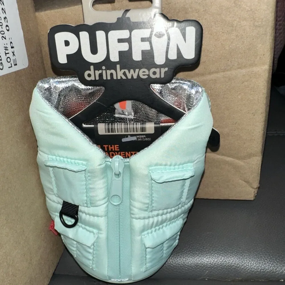 2 Puffin Adventurer Vest Insulated Drink Holder Coozie Koozie Mint & Liberty USA